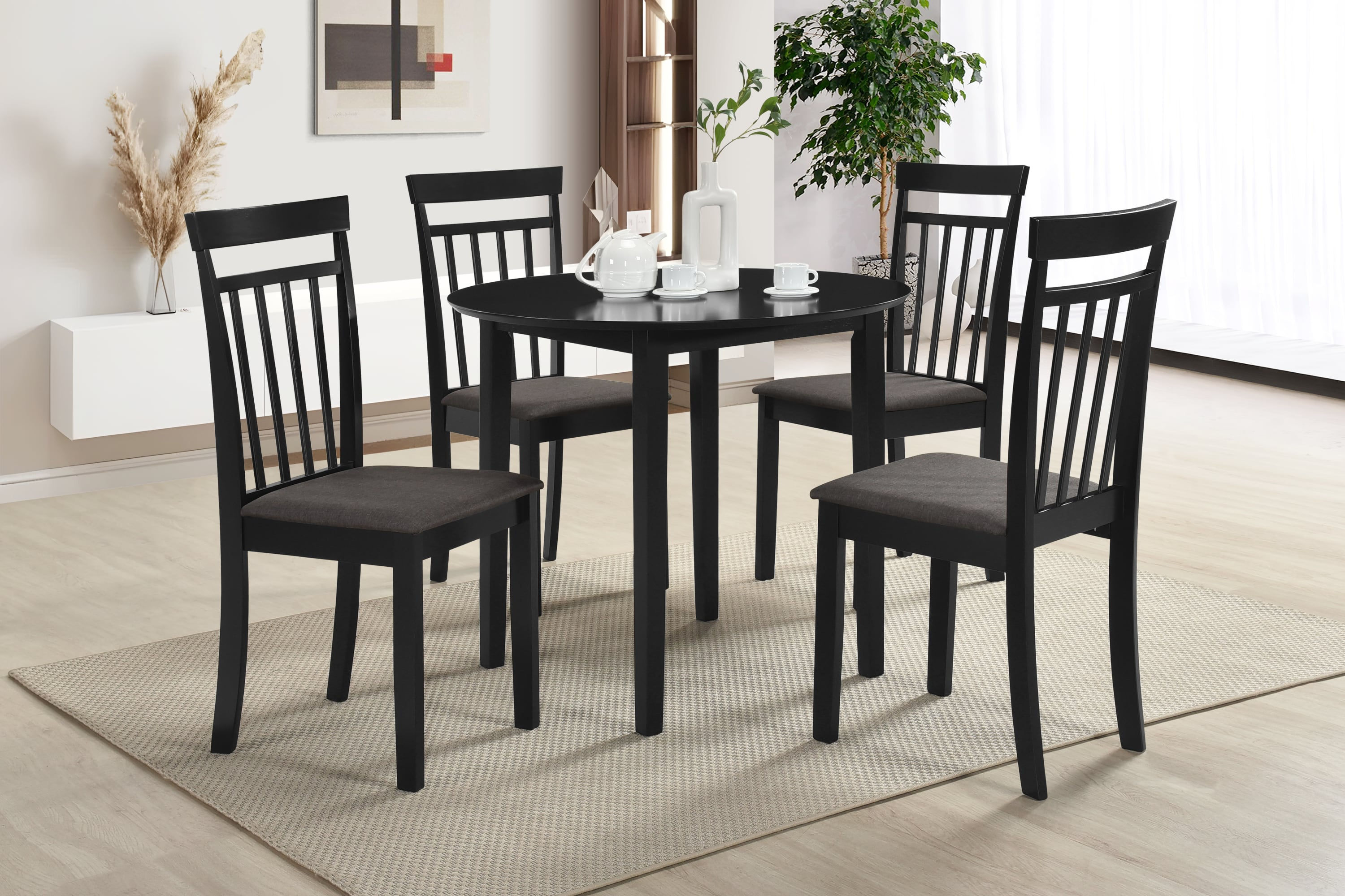 Comedor de madera APRIL de 5 piezas color negro