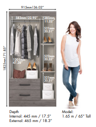 Miniatura: Armario 450 gris de puertas corredizas y 4 cajones