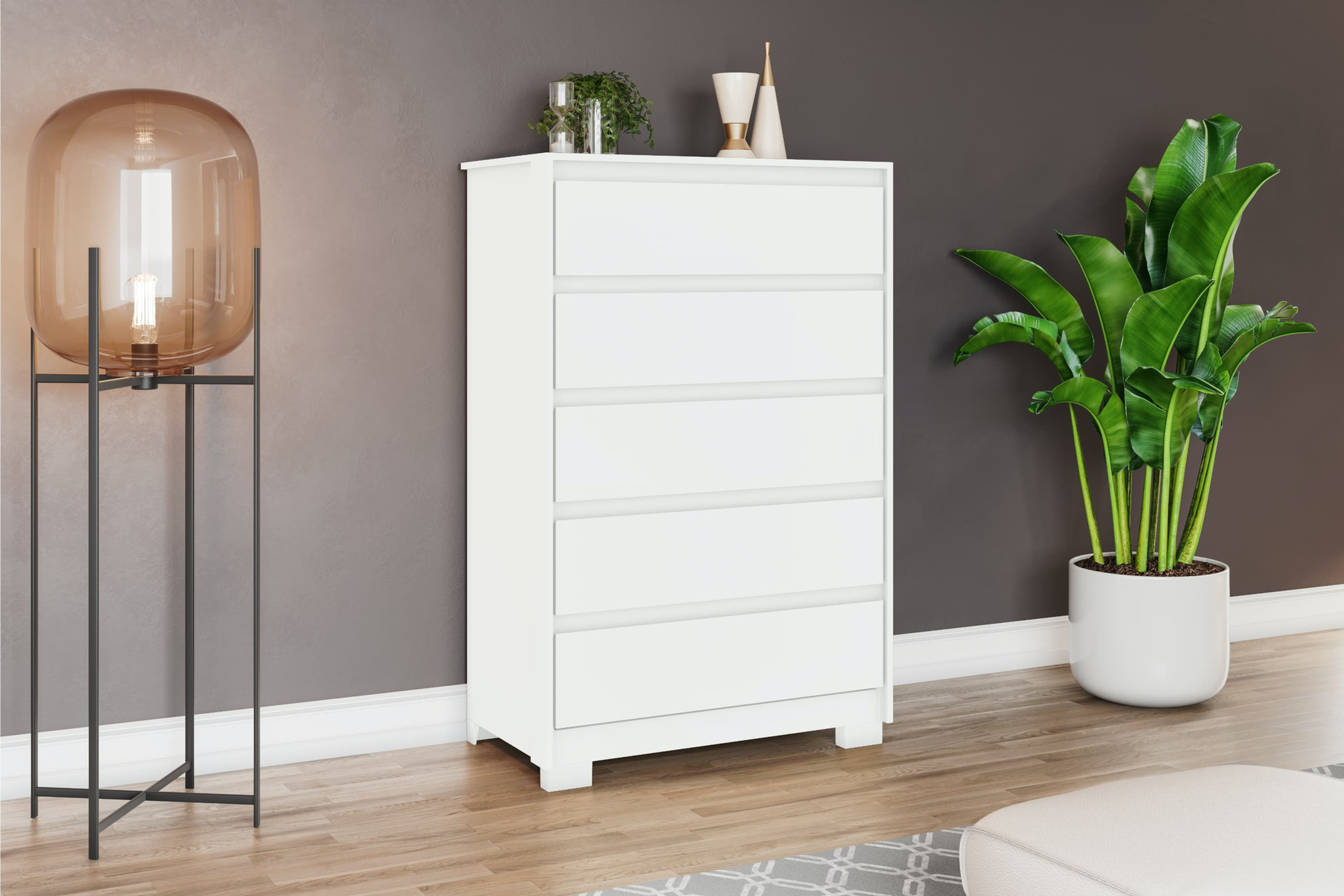 Cómoda de 5 cajones color blanco