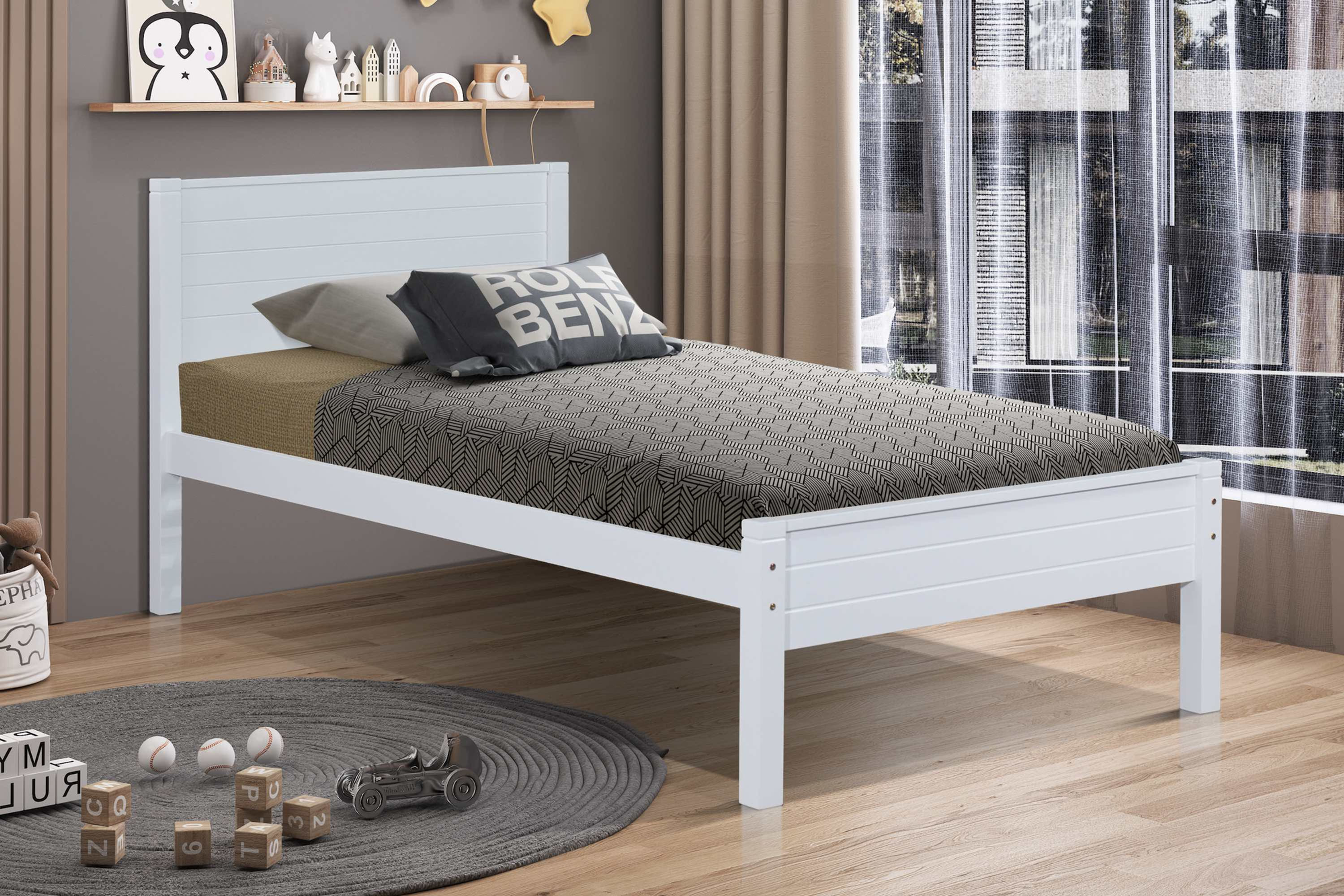 Cama individual ALBANY combinación de MDF y madera natural.