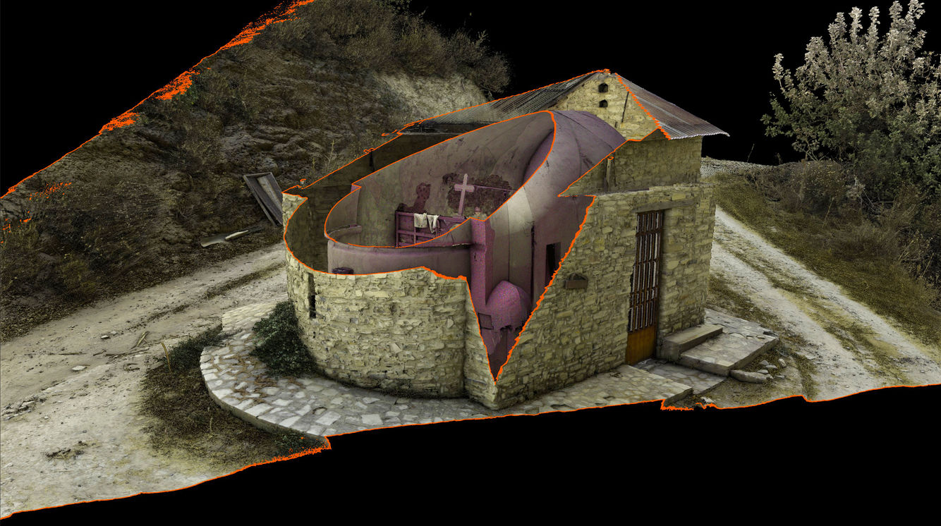 Lefkara chapel elevation 3D scan, lidar scanning