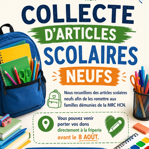 Collecte d'articles scolaires neufs