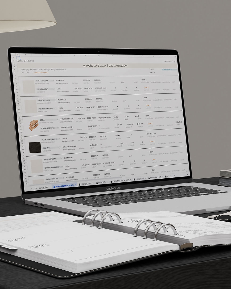 Miniatura: Profesjonalny arkusz Excel „Kosztorys WYKOŃCZENIA wnętrza”