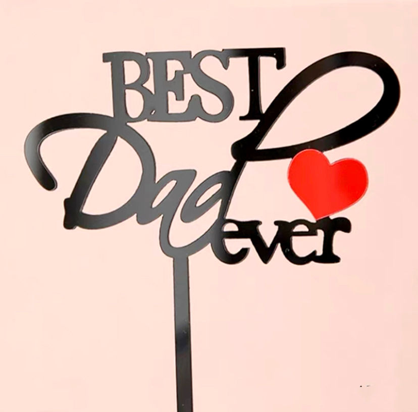 縮圖：亞克力蛋糕插牌 爸爸系列 - 細款 / BEST Dad ever 小紅心