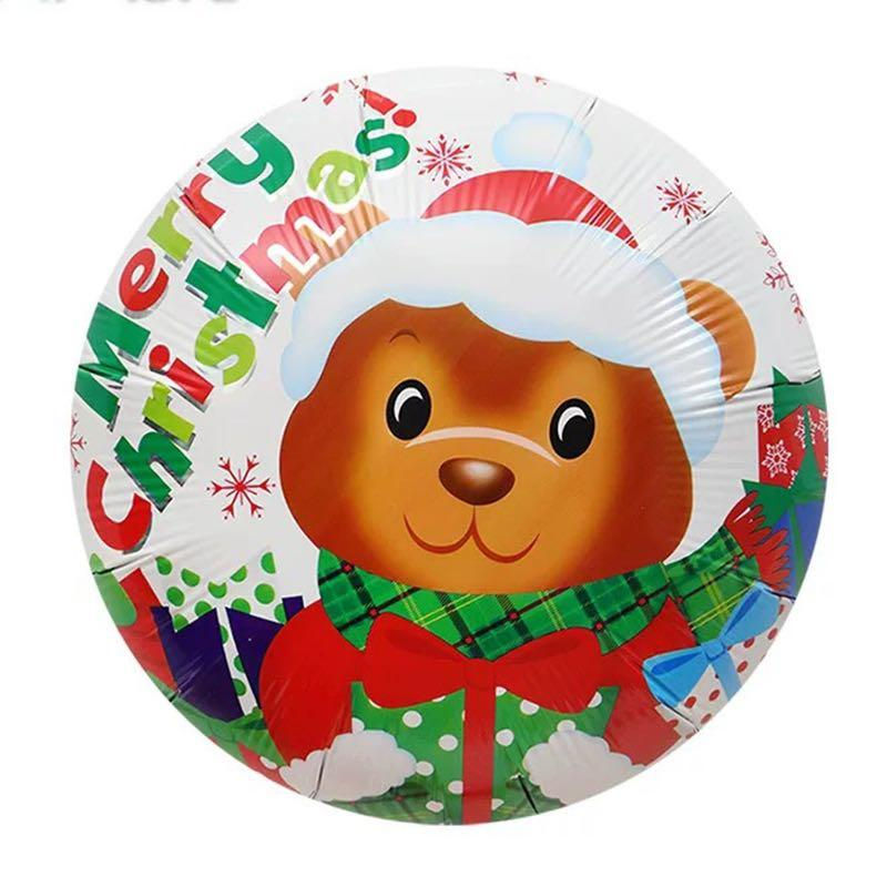 鋁膜氣球/氦氣球/18寸圓形/聖誕氣球 聖誕佈置 - MERRY CHRISTMAS 熊仔