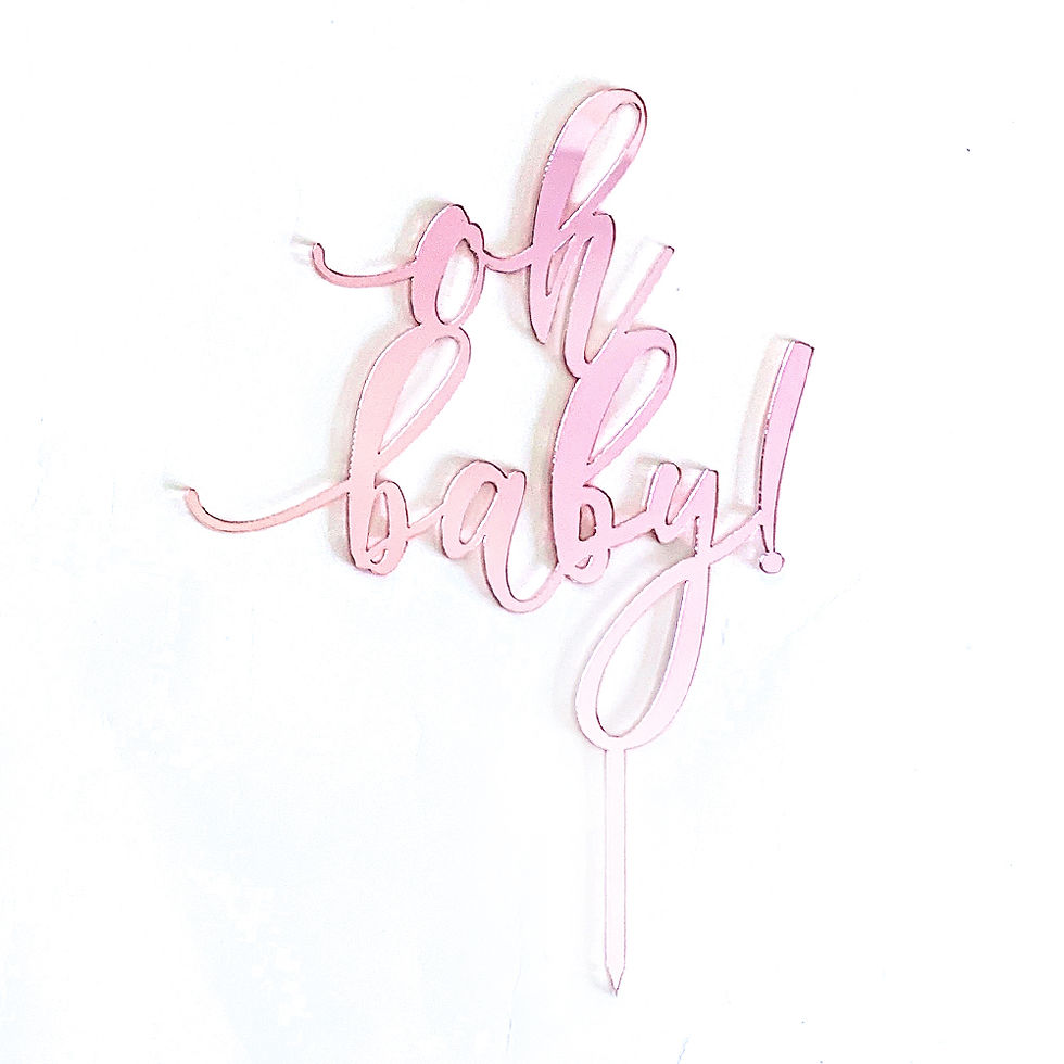 縮圖：亞克力蛋糕插牌 - 少女粉 oh baby!