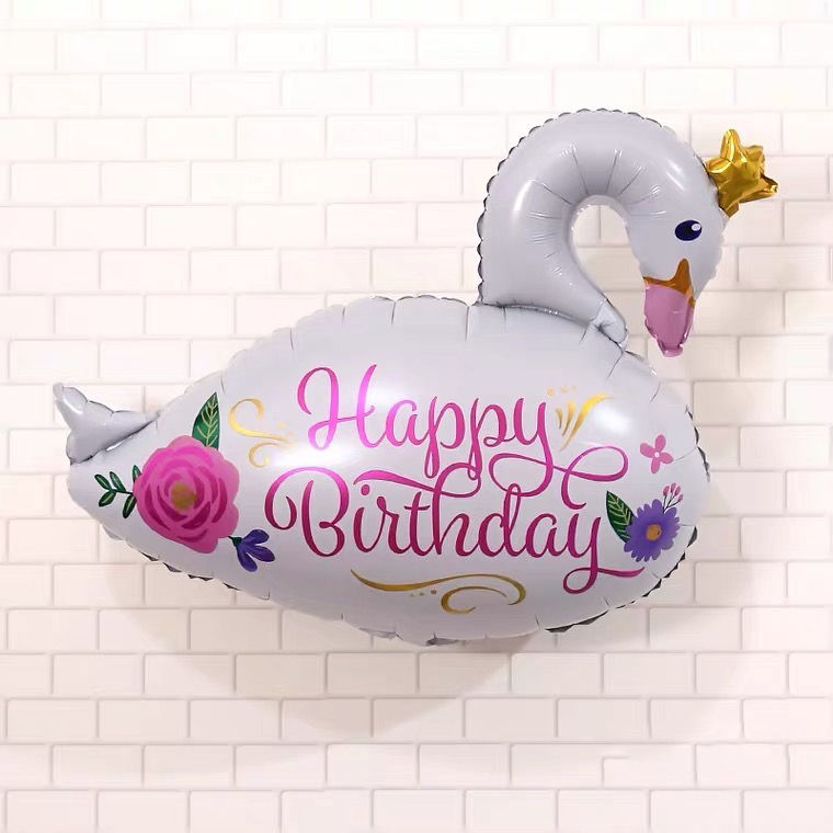 縮圖：鋁膜氣球/大款/生日 - Happy Birthday 生日白天鵝
