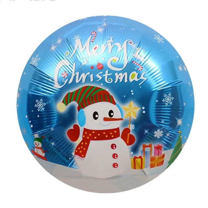 鋁膜氣球/氦氣球/18寸圓形/聖誕氣球 聖誕佈置 - MERRY CHRISTMAS 藍天雪地雪人