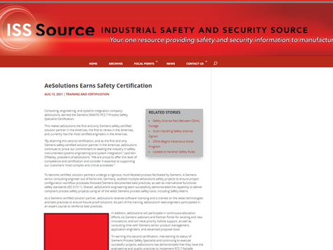 ISS Source: AeSolutions Earns Safety Certification