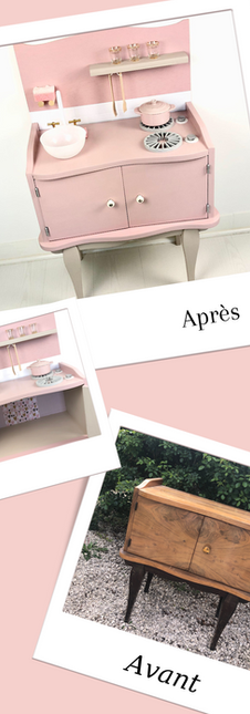 Ancien chevet transformé en cuisinette enfant