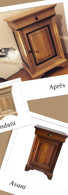 Relooking Chevet Louis Philippe en merisier éclairci