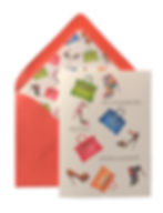 Vibrant and colorful luxury handbags and high heel shoes birthday card with matching lined envelope.