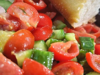 Fresh Cucumber Tomato Salad with Cottage Cheese Toast for a Healthy Snack