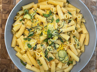 Creamy Lemon Zucchini Rigatoni with Parmesan and Garlic