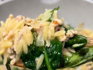 One Pan Lemon Orzo with Ground Chicken and Sweet Sausage Recipe in 20 minutes