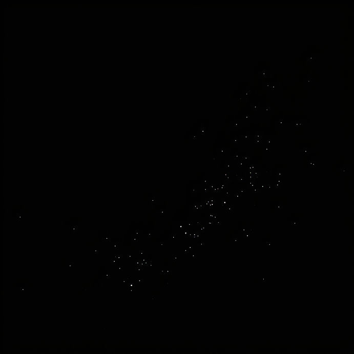 black spacy background where there are just a few floating dust specs here and there. The