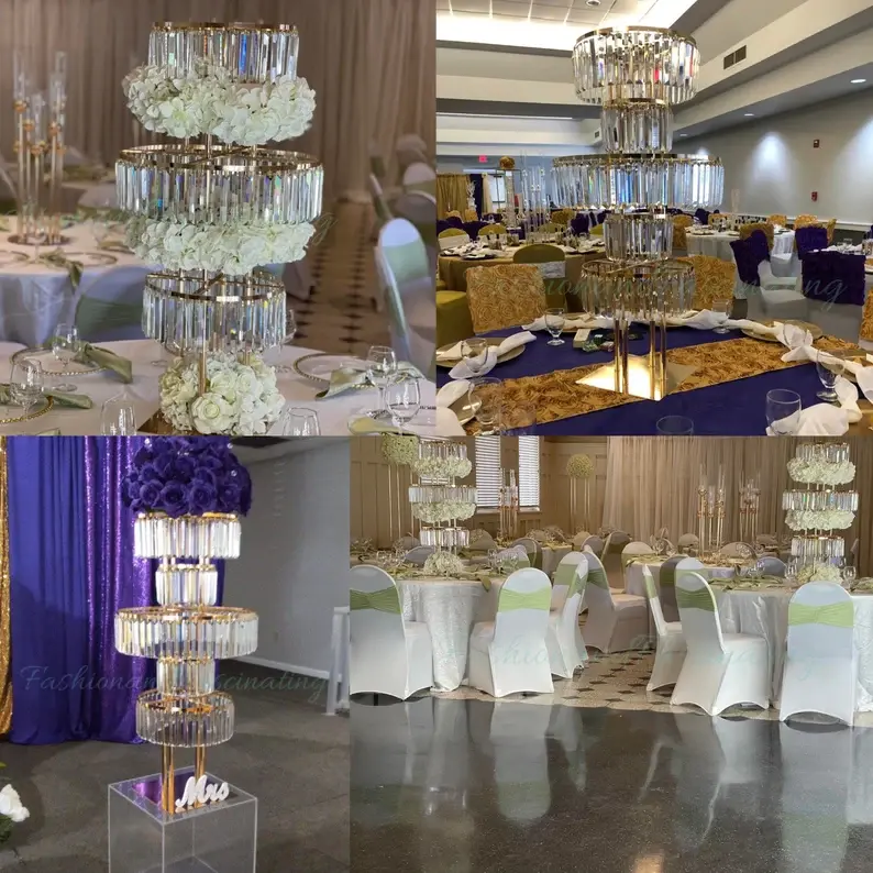 Thumbnail: Glass Pendant- 2 Pack 40″ Tall 5-Tier Crystal Stand,Wedding Centerpiecs,Table Ce