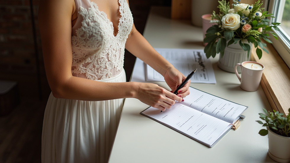 High angle view of a wedding planner organizing a venue