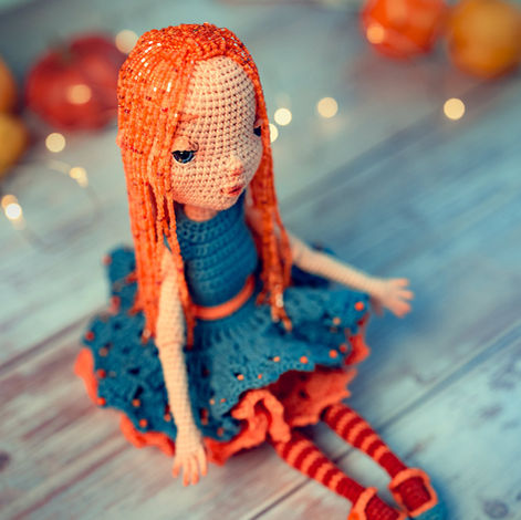 New fall-spirit doll with beaded hair.