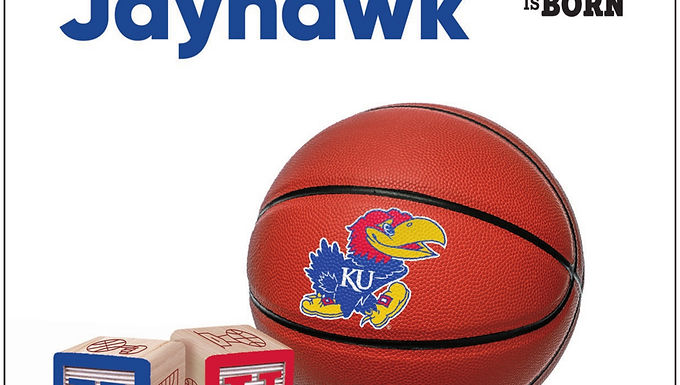 Baby Jayhawk University of Kansas basketball board book for babies and toddlers from A Fan Is Born.
