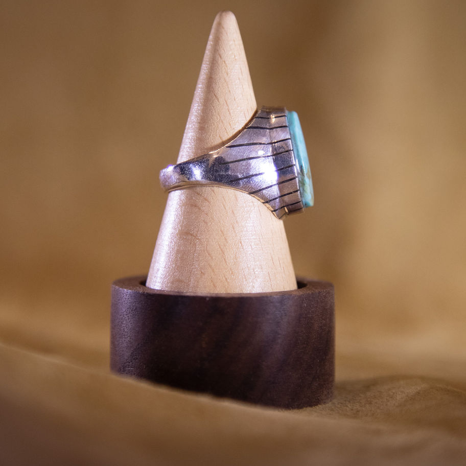 Navajo Sterling Turquoise Ring — Side View