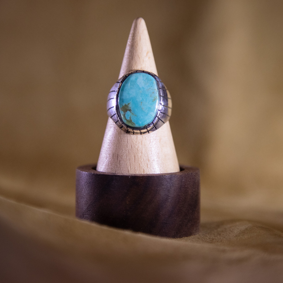 Navajo Sterling Turquoise Ring — Front View