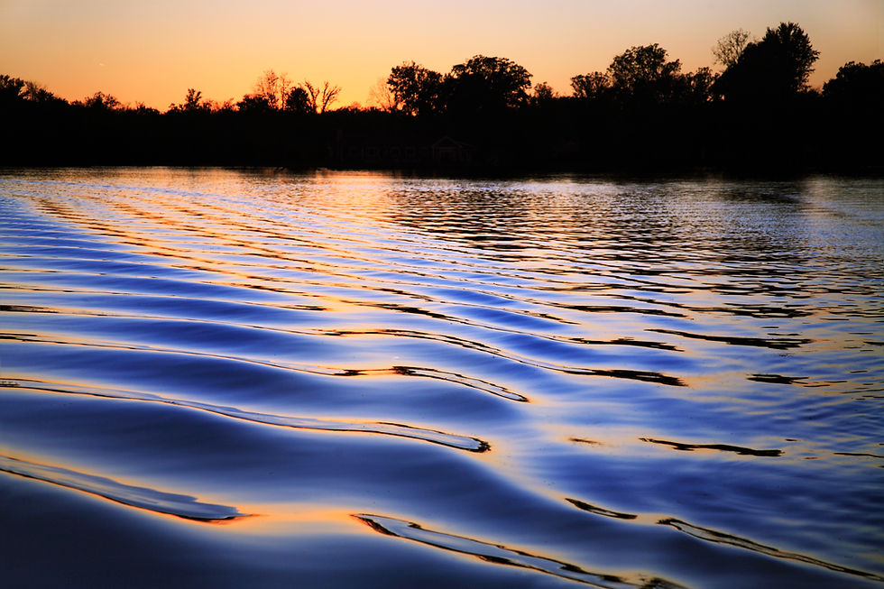 Ripples In The Wake Of A Pontoon Boat At Sunset On Whitewood Lake, Part Of The Huron River
