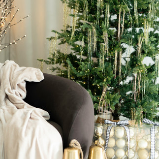 Christmas decorations in studio for beautiful Christmas photos in studio