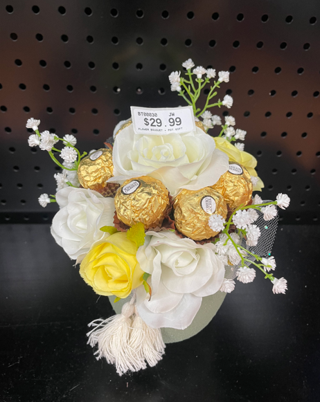 Thumbnail: Delux Silk Flower & Chocolate Bouquet in Ceramic Planter