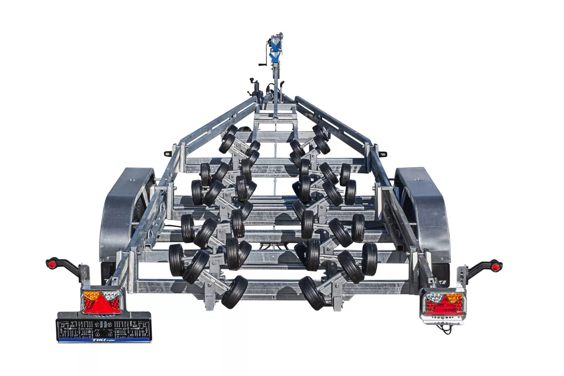 BP3500DRB multiroller boat trailer with flipup LED taillights www