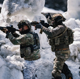 Engaging enemy forces from behind the snow banks