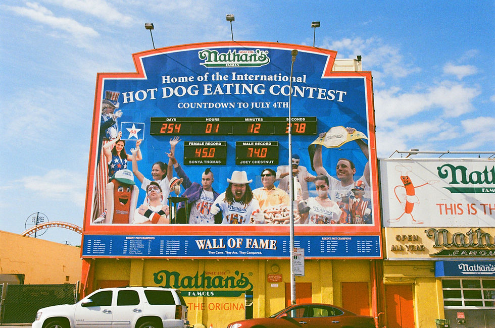 A billboard for Nathan's hot dog eating contest