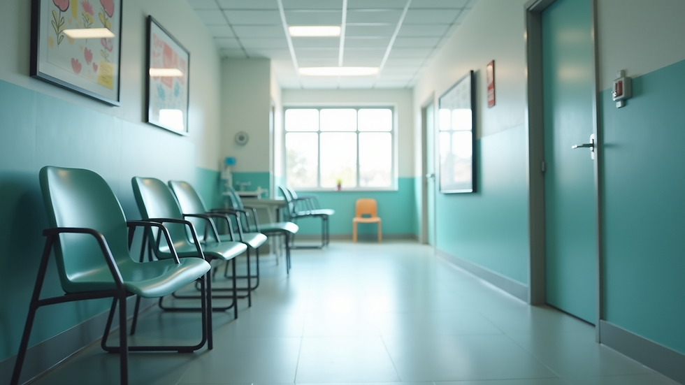 Eye-level view of a pediatric urology clinic waiting area