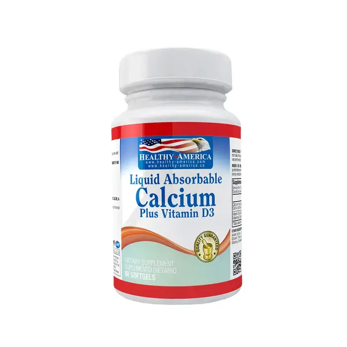 Liquid Absorbable Calcium 1200mg Plus D3 200 IU 60 Softgels Calcio Healthy Am
