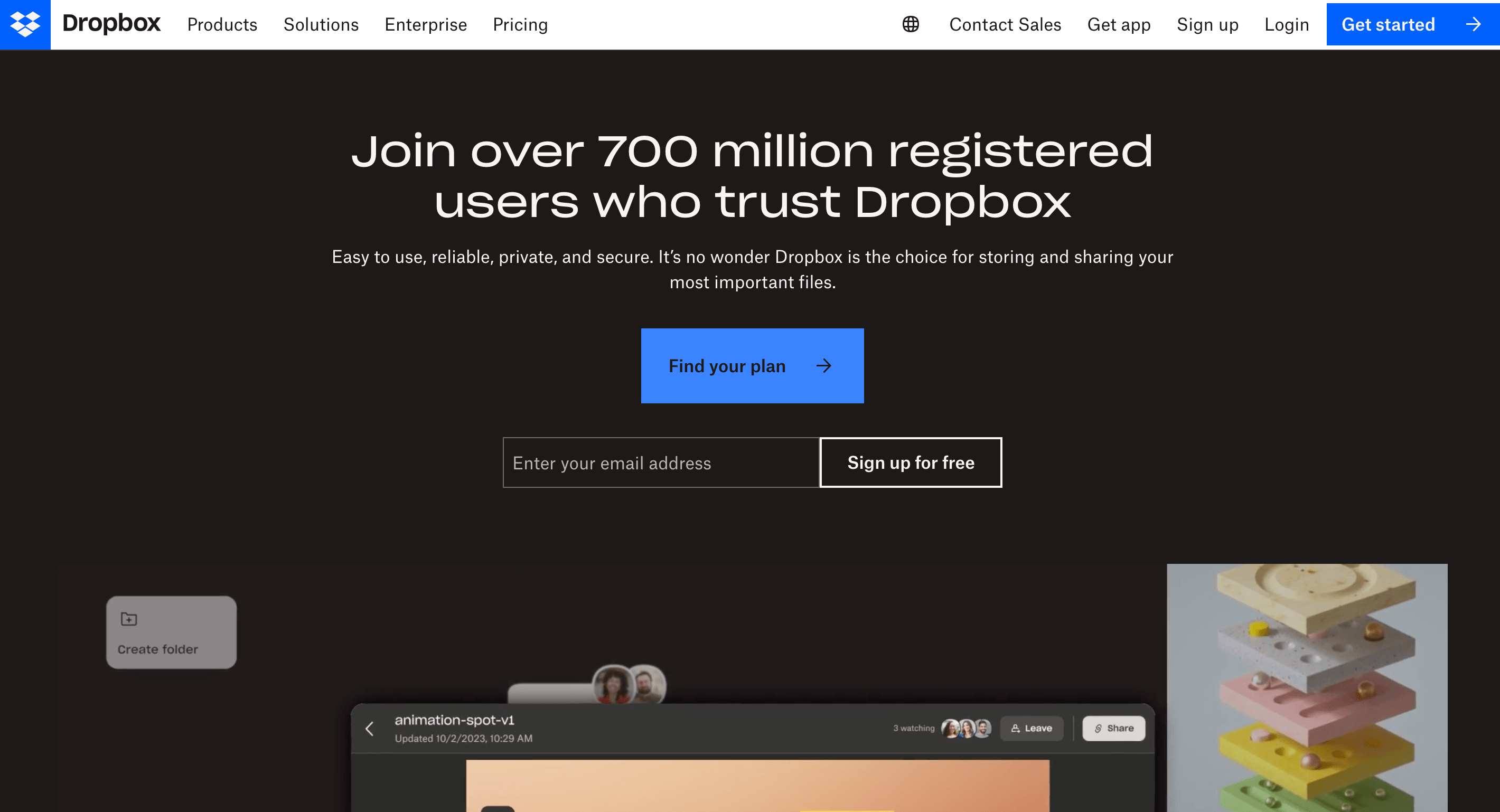 Dropbox Home Page