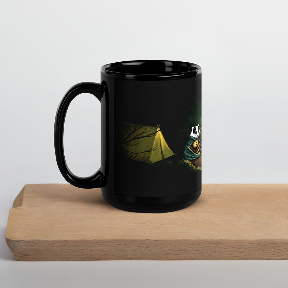 Thumbnail: Cozy Campfire - Black Glossy Mug