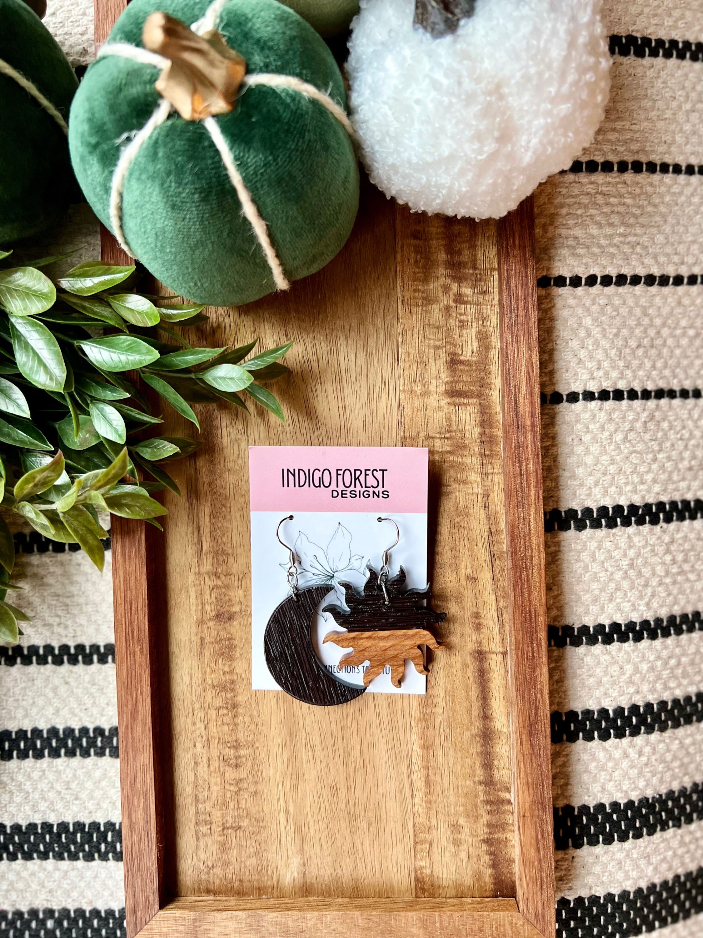 Wenge Sun & Moon Wood Earrings 