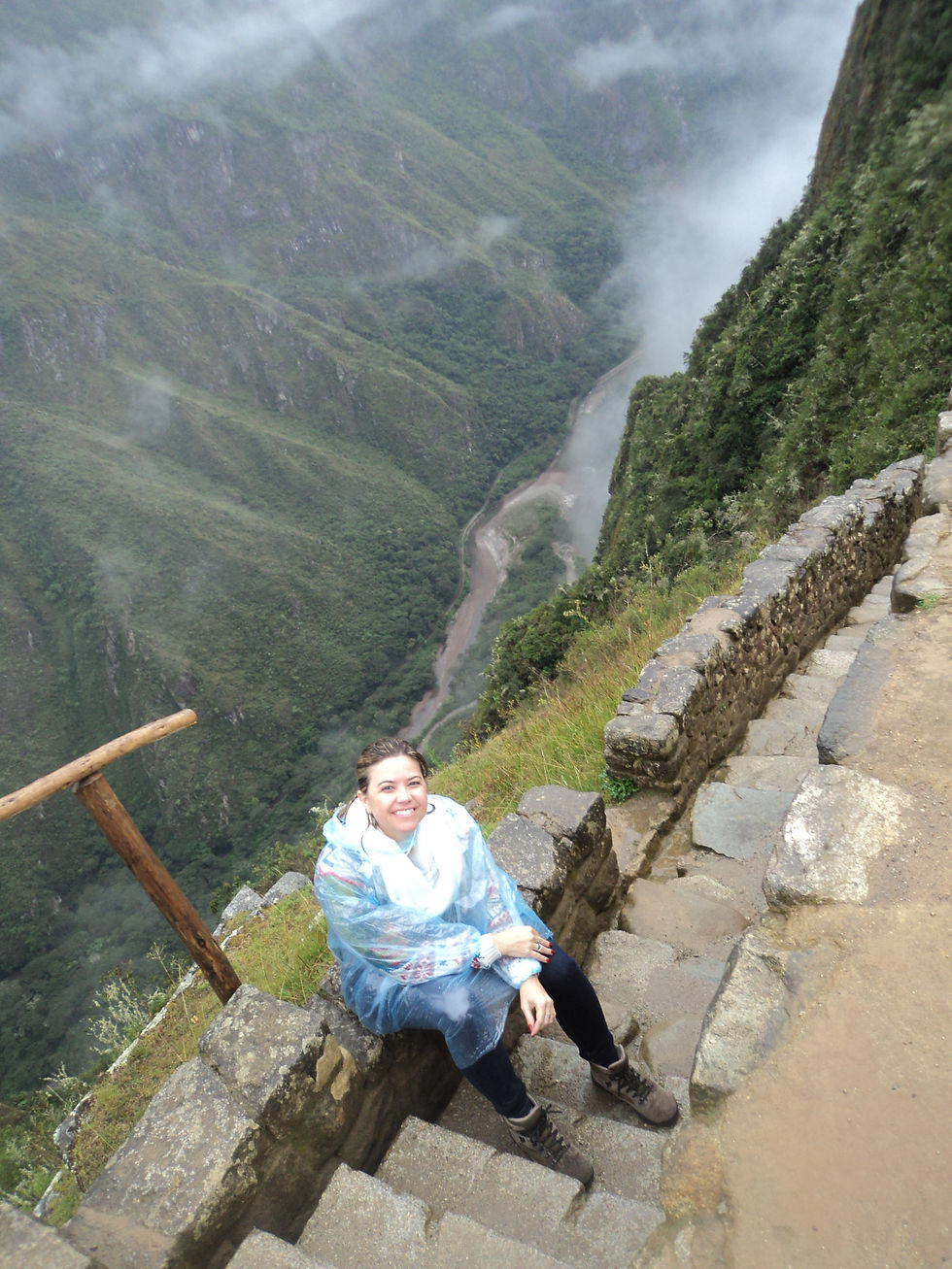 450 degraus levam ao topo de Wayna Picchu