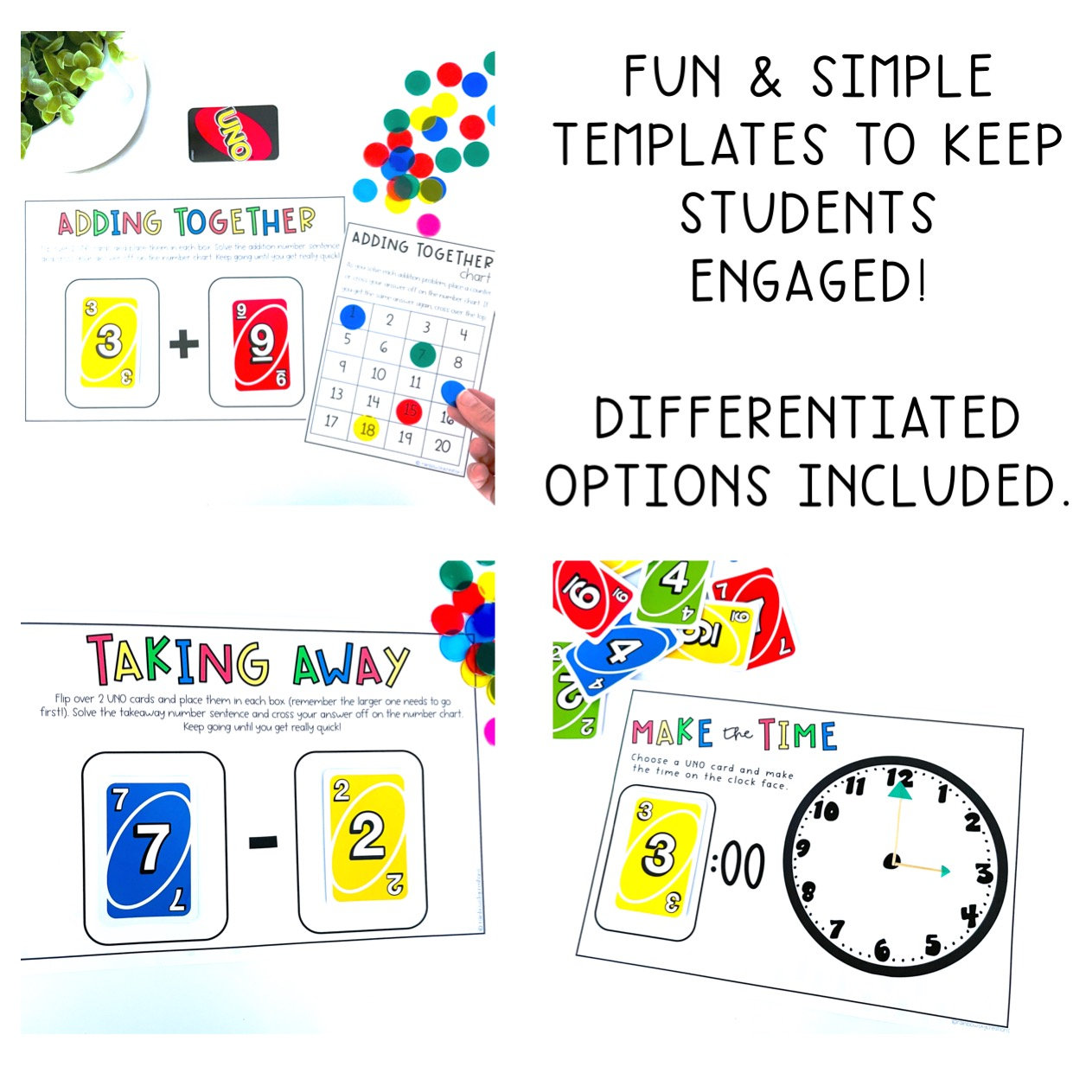 UNO card Math Centres for Kindergarten | Number sense Games |  rainbowskycreations