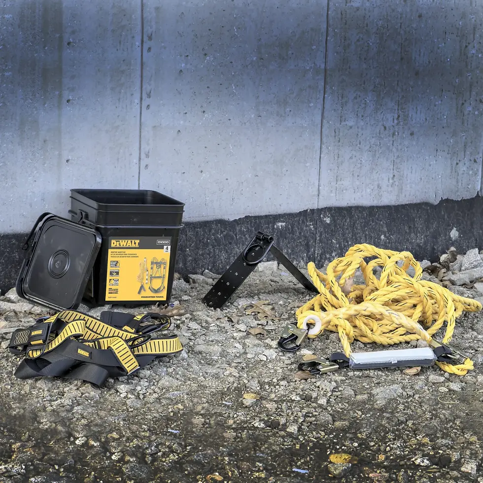 Thumbnail: DEWALT Rooftop Safety Kit - D1000 harness  PT Legs, 50' vertical lifeline w/rope