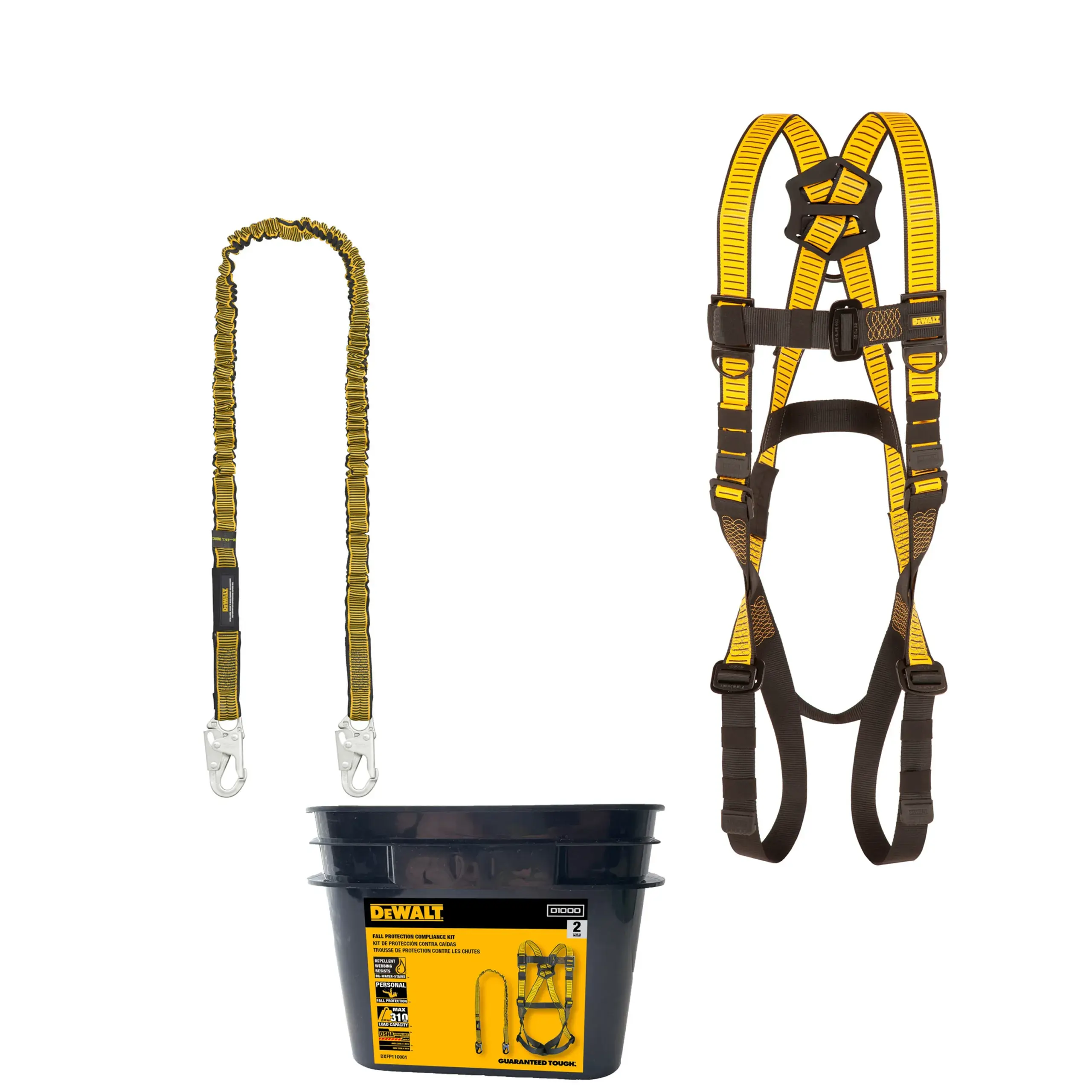 DEWALT Fall Protection Compliance kit - D1000 Harness with PT Legs, 6 Ft Lanyard