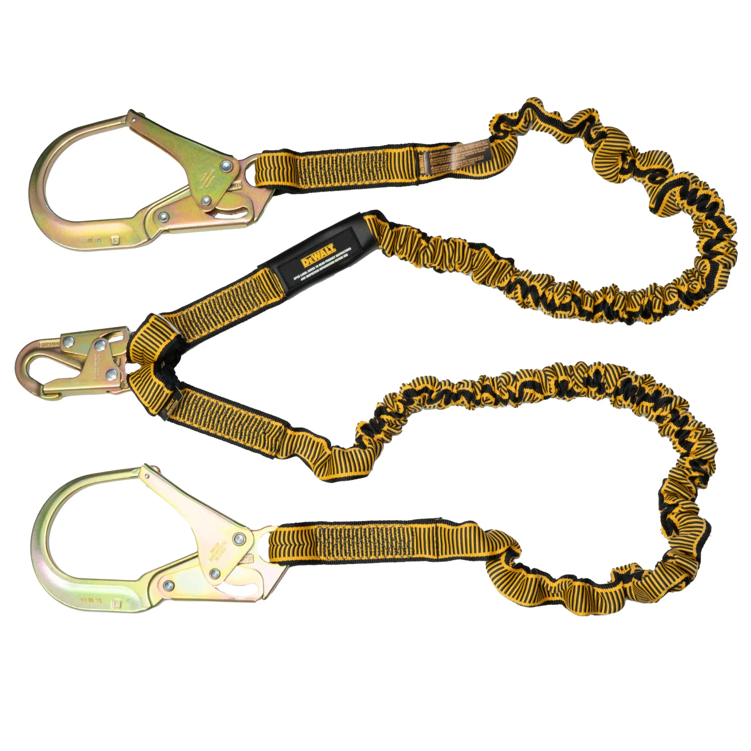 DEWALT 6 ft(1.8m) Twin Leg Lanyard 4 ft-6 ft Stretch Steel Snap hook on D-Ring
