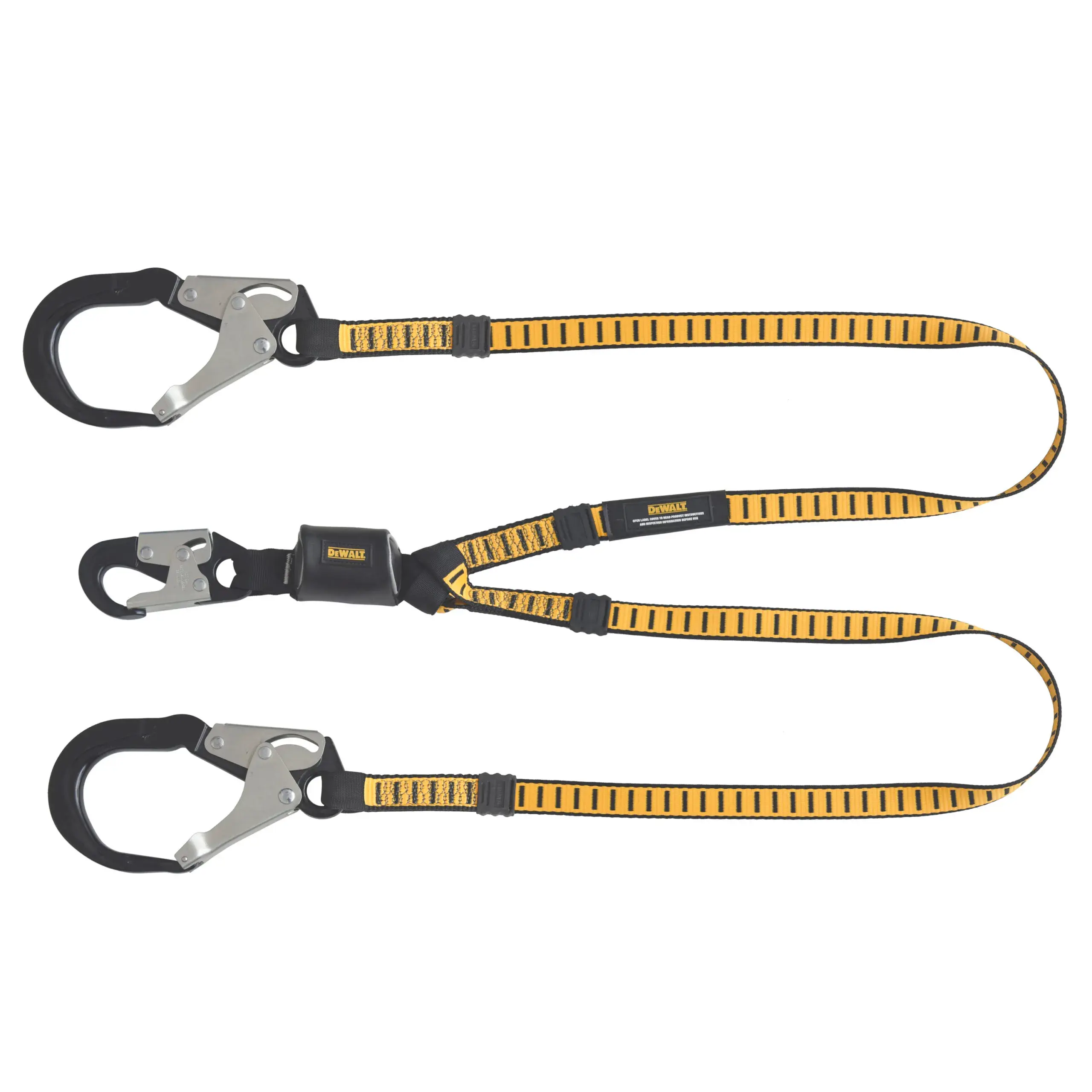 DEWALT 6 ft.(1.8 m) Twin Leg Lanyard Snap hooks on D-Ring End & Rebar Hook