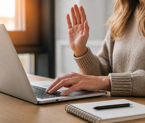 Sesión de terapia online con psicóloga a través de videollamada desde computadora