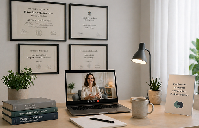 Psicólogos online con formación clínica especializada realizando terapia online en español