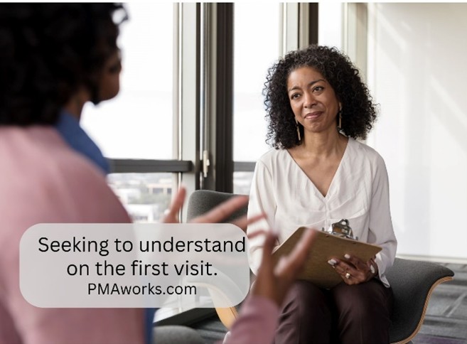 chiropractor discussing patient finances and treatment plan with patient