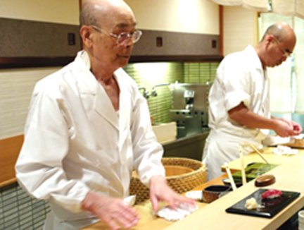 chef Jiro Ono, mastering the skill of making sushi