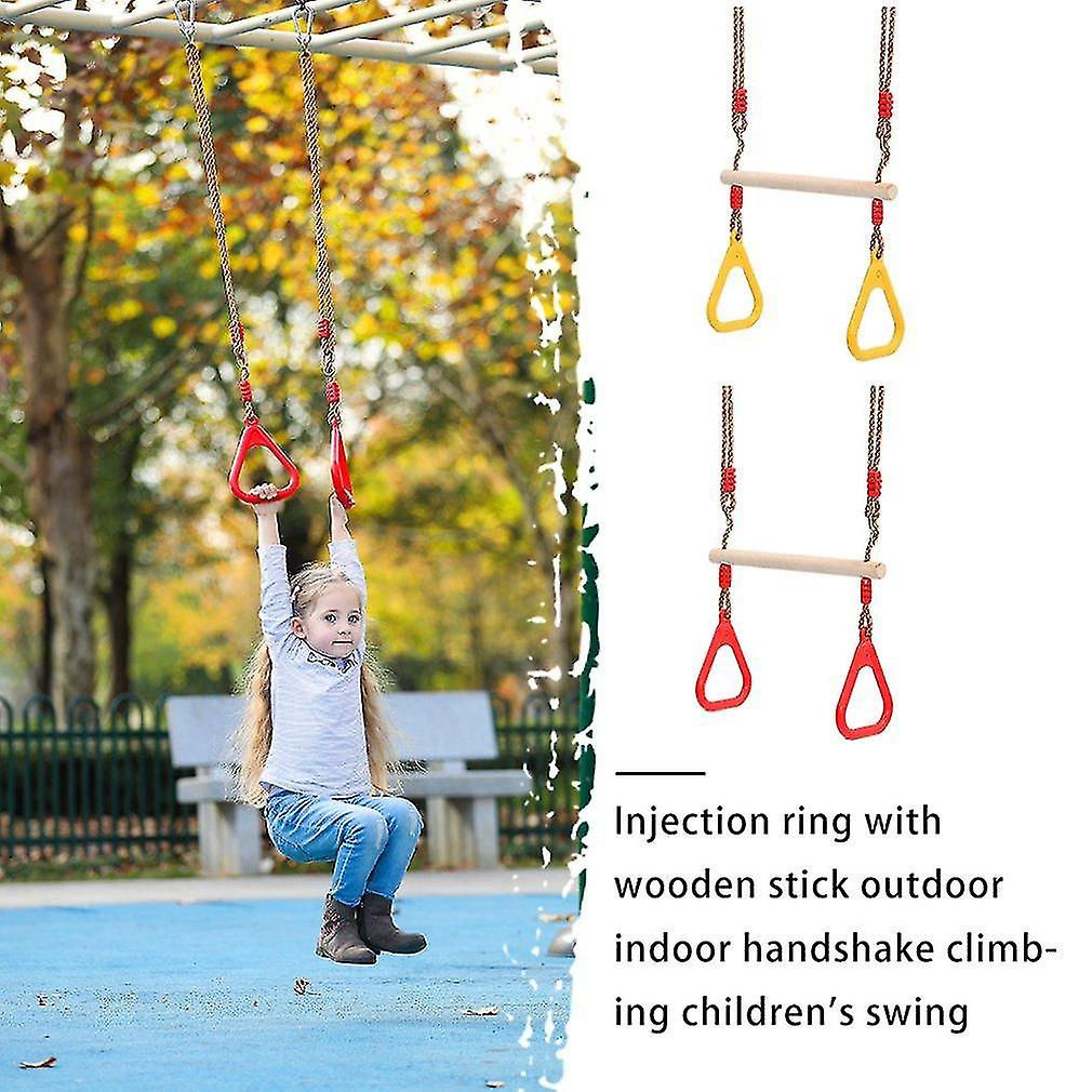 SP0052-1 Multifunction Kids Adult Wood Trapeze Swing With Plastic Rings
