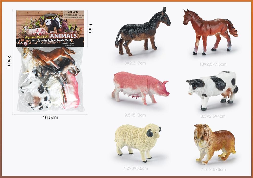AN0068 Pbh Farm Animals 3.5 inch 6pcs P8083