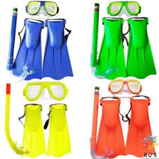 Thumbnail: BE0007  Flippers, Snorkel, Goggles in Bag ASST 40CM